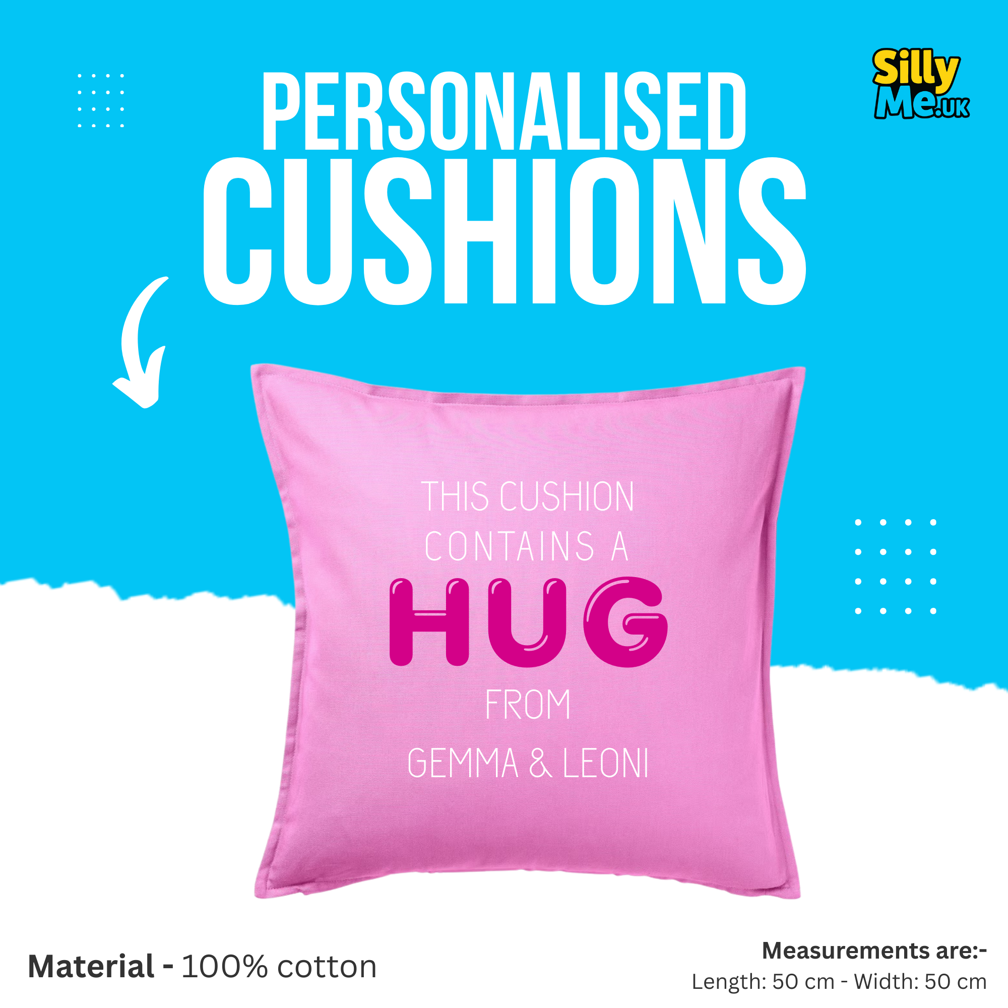 Personalised Cushion Contains a Hug