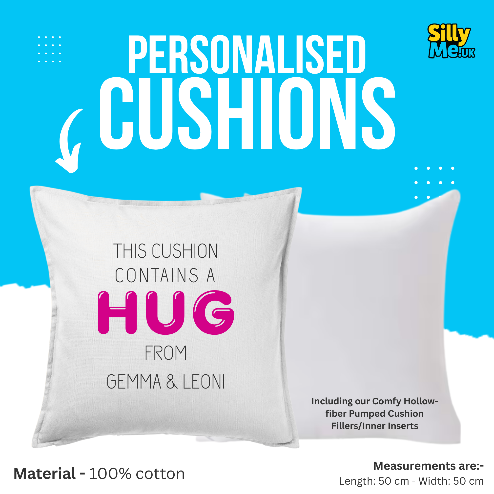 Personalised Cushion Contains a Hug