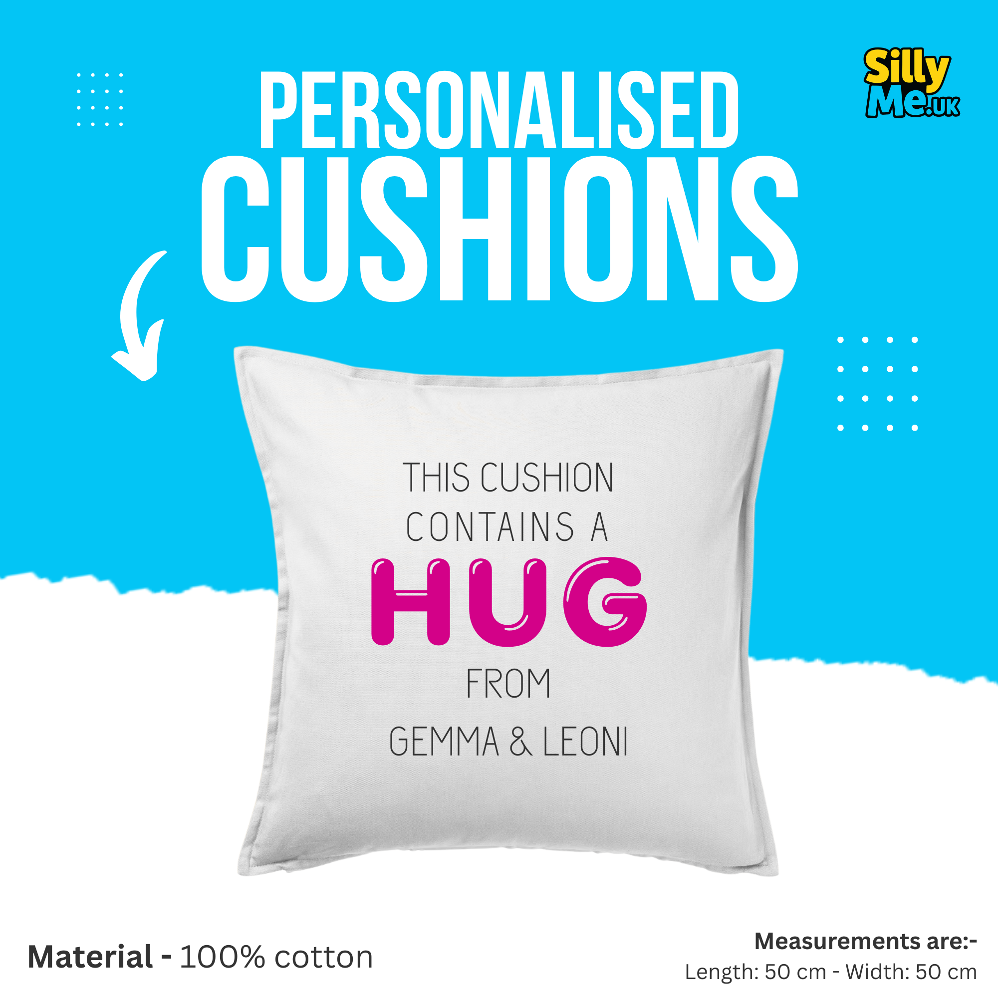 Personalised Cushion Contains a Hug