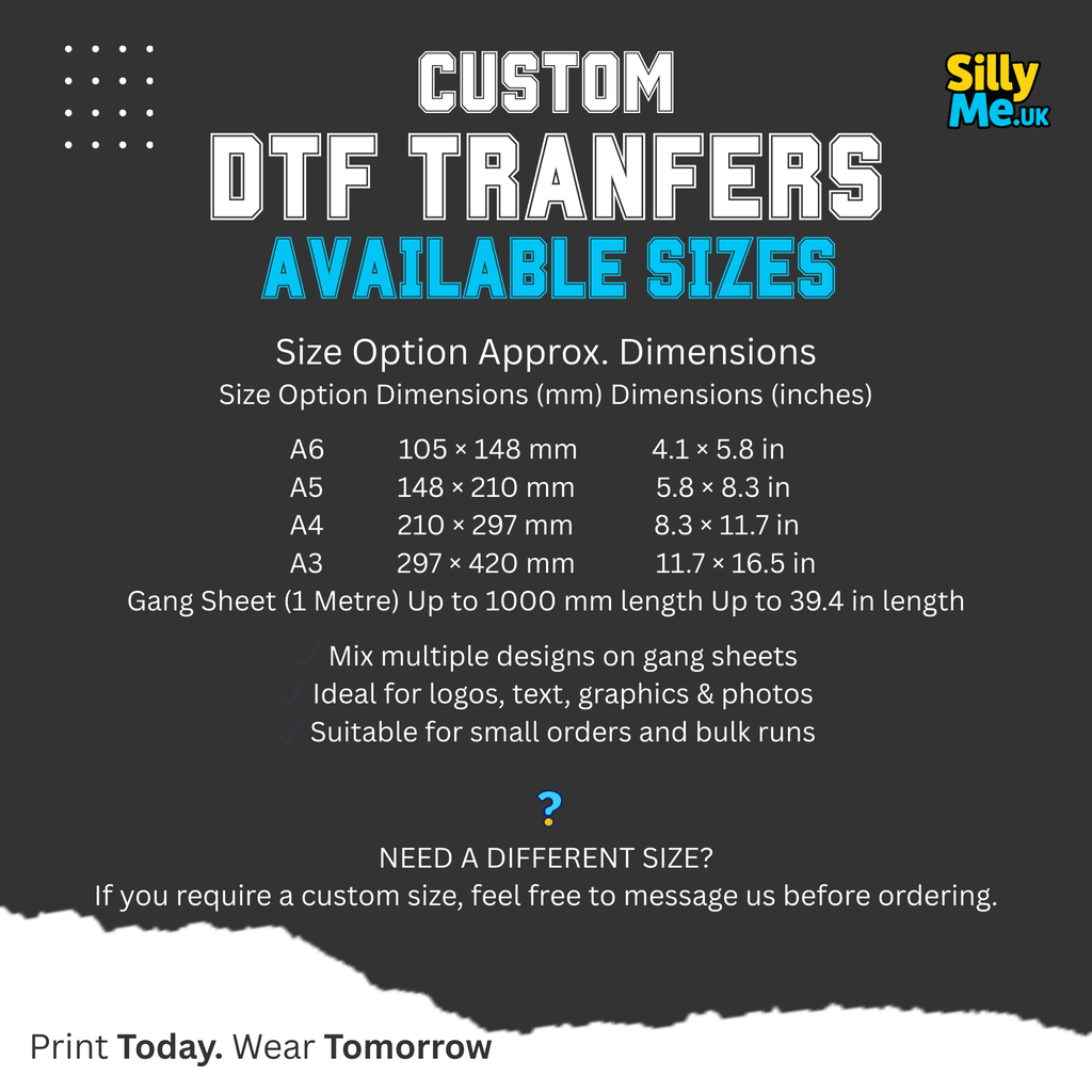 DTF Transfers Ready to Press - Using your own Gang Sheet