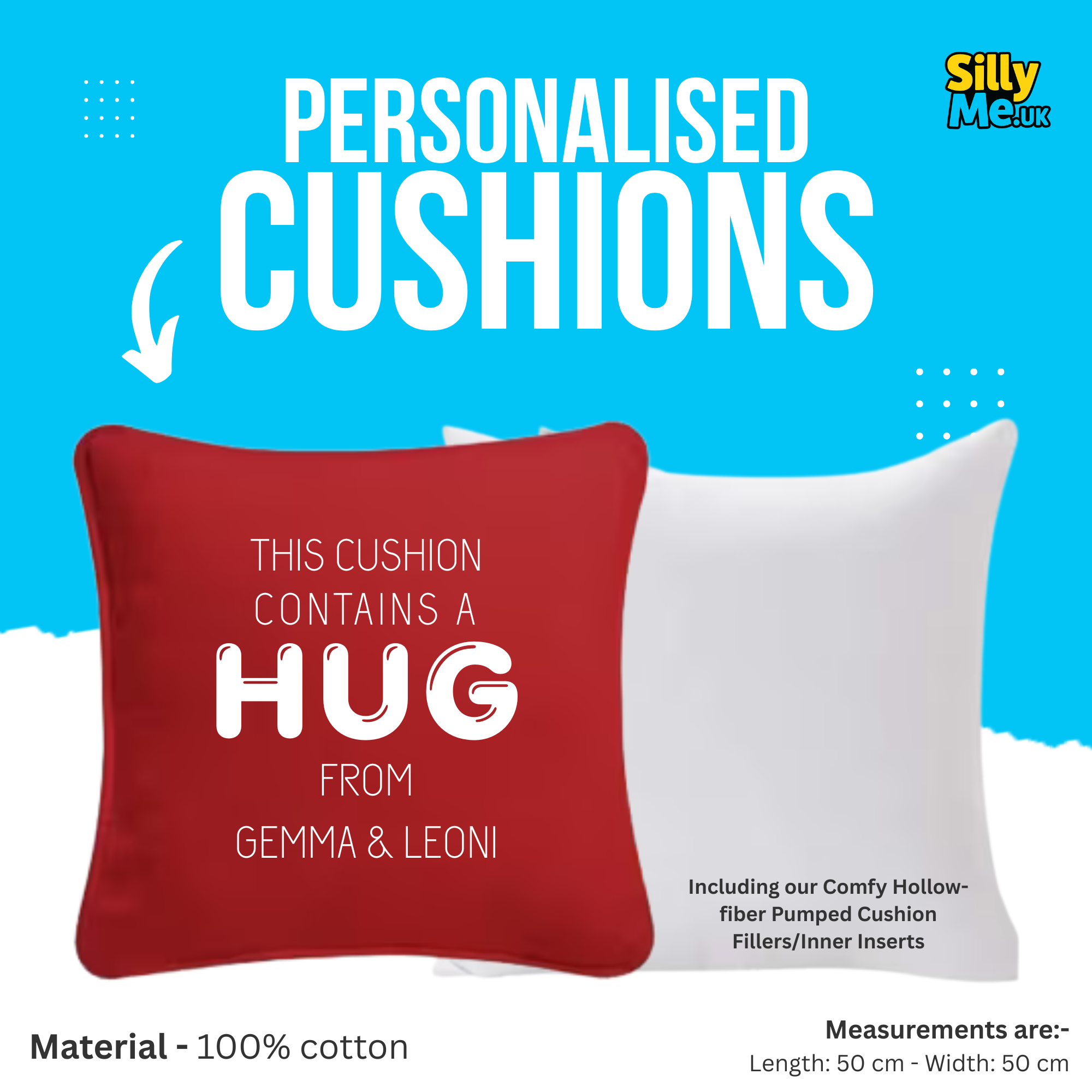 Personalised Cushion Contains a Hug