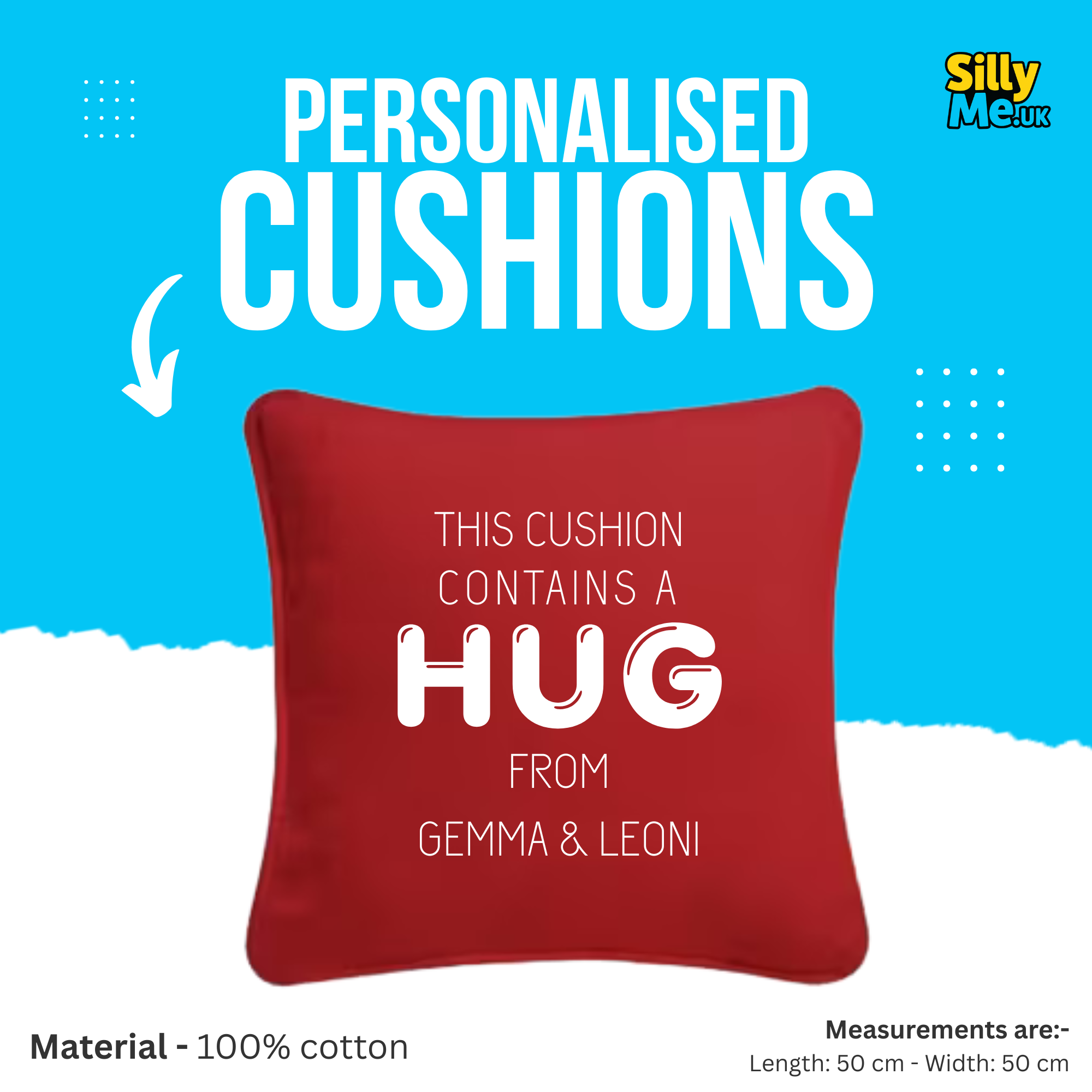 Personalised Cushion Contains a Hug