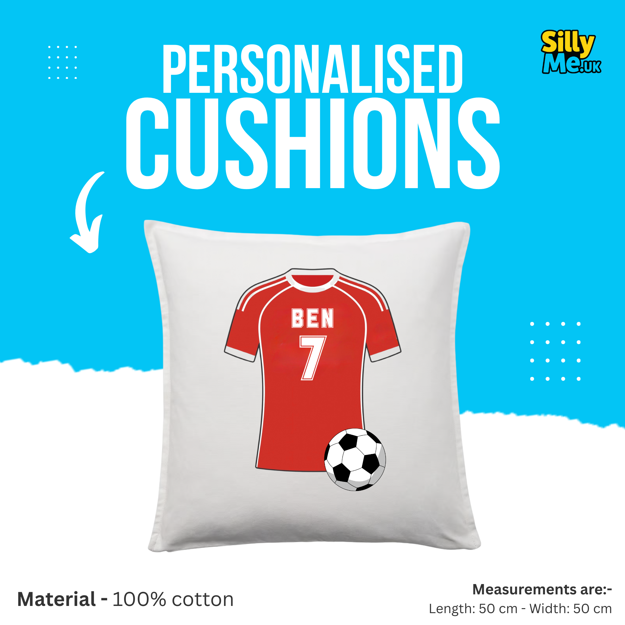 Personalised Football T-Shirt Cushion