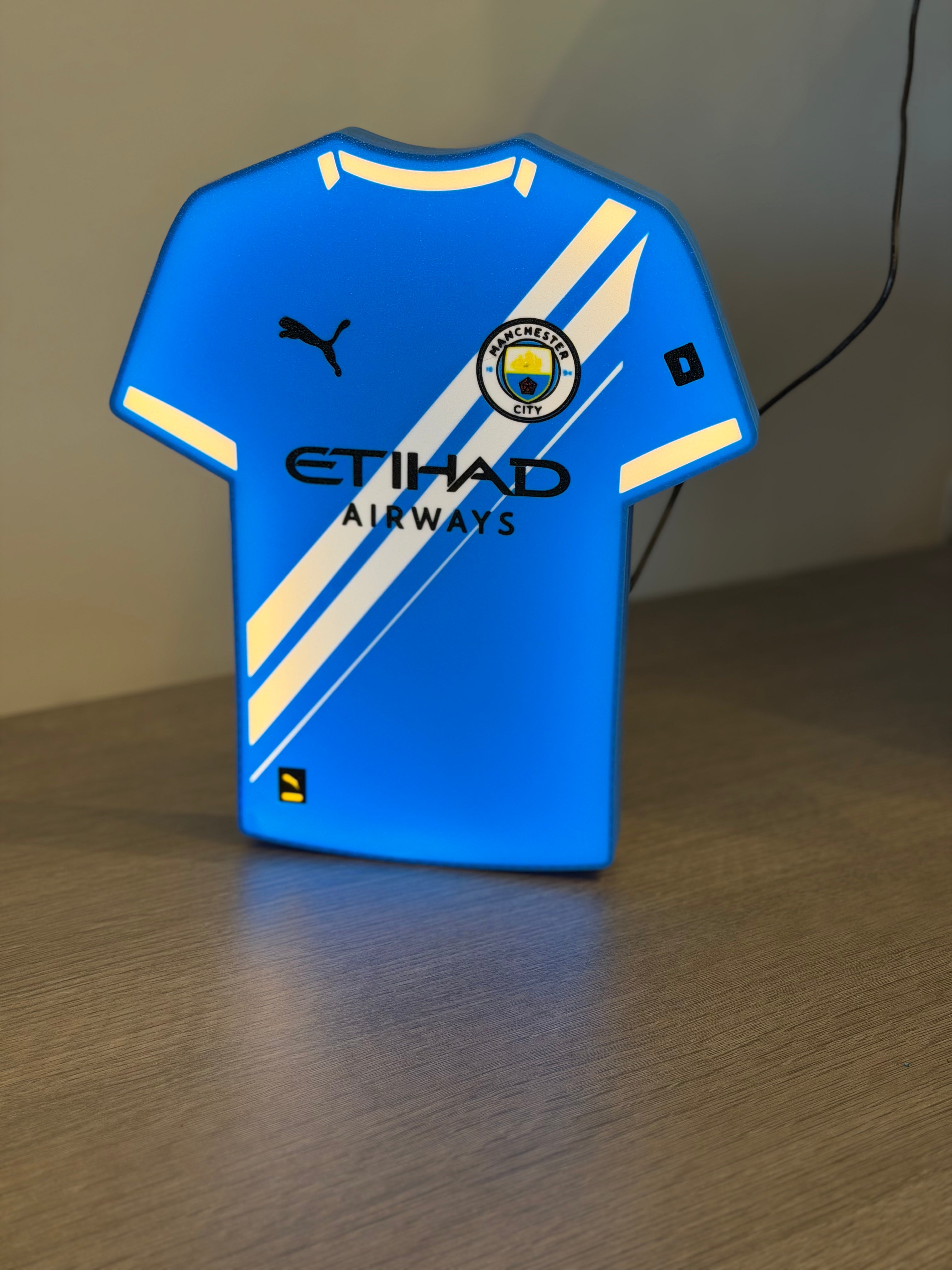 Manchester City Football T-Shirt LED Light Box