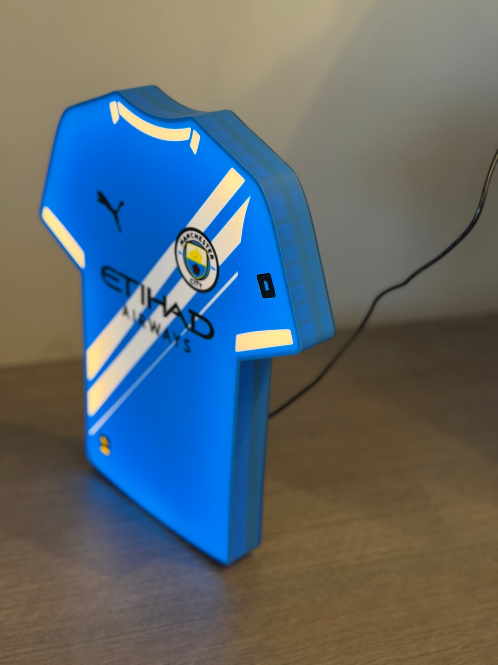 Manchester City Football T-Shirt LED Light Box